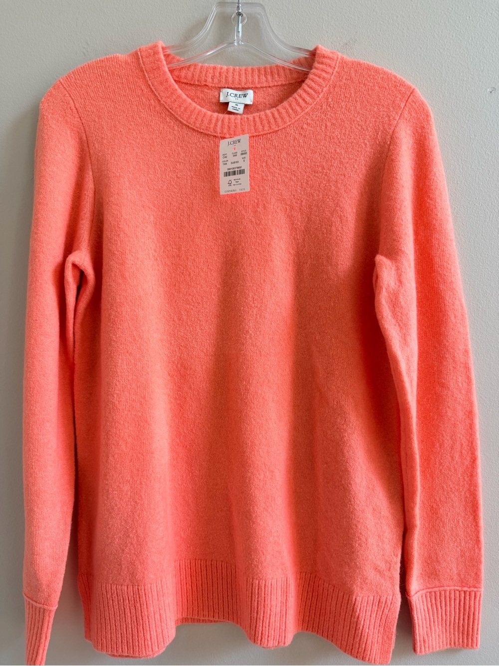 J Crew Crewneck sweater in extra soft yarn Size S neon peach